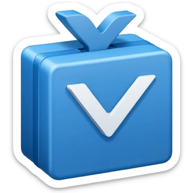 WhiteCheckmark in blue box sticker