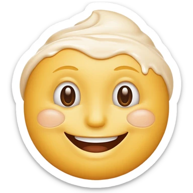 a smiley face with cream all over the face sticker