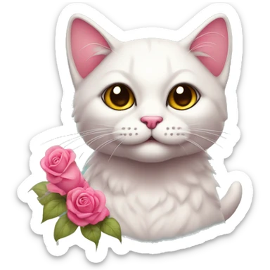 gato com laço cor de rosa sticker
