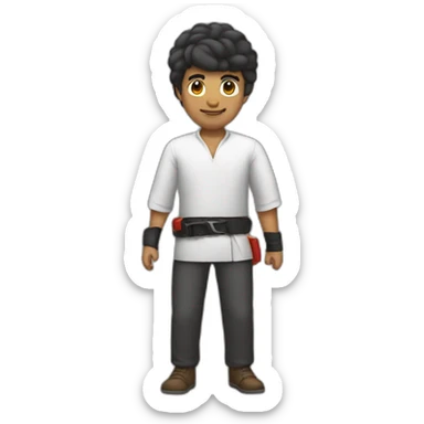 A men with a Dynamite belt and a qamis sticker