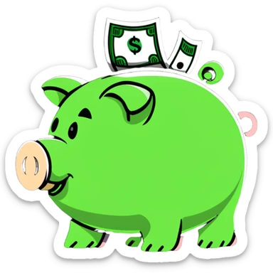 investment symbol, piggy bank or dollar sign sticker