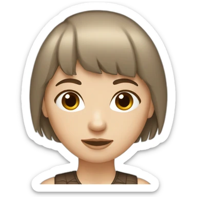 White girl with short brown hair and fringe  sticker