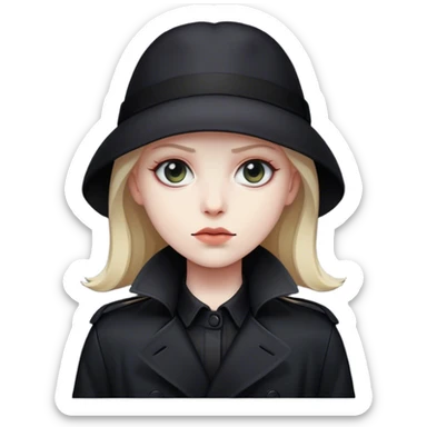 A shadowy figure in a black trench coat sticker