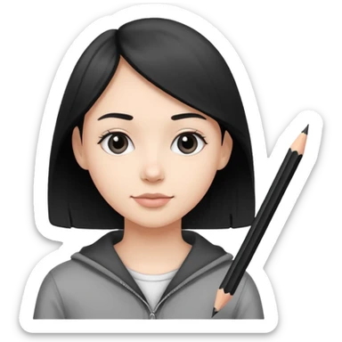 portre skecth on sketch book, with pencil. black and white sticker