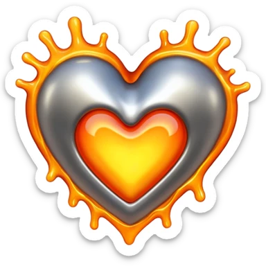 hot glow melting metal heart sticker