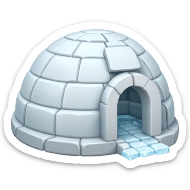simple igloo entirely in white with minor details sticker