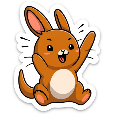 brown bunny stretching arms while yawning sticker