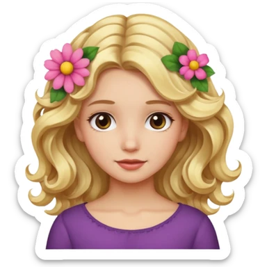 Blonde wavy girl with a flower in her hair sticker