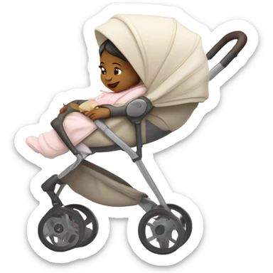 Stroller with baby girl sticker