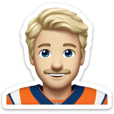 edmonton oilers short blonde hair boy with moustache and blue eyes smiling sticker