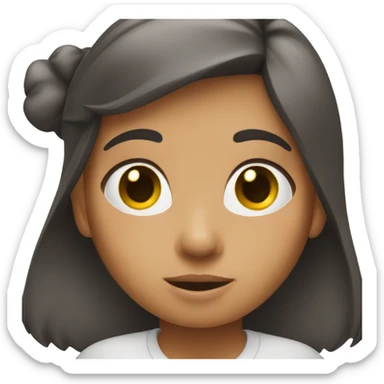 brunette girl with seapking bubble over the head sticker