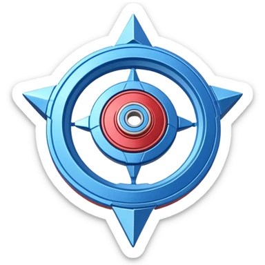 A blue Beyblade with 3 pointed blades like Victory Valtryek sticker