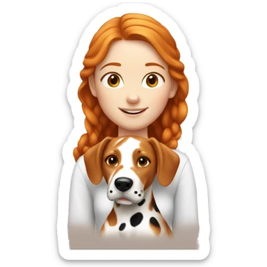 Ginger girl with brown Dalmatian  sticker