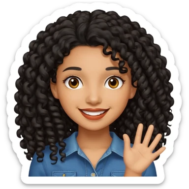 Mixed girl with long dark black curly hair  sticker