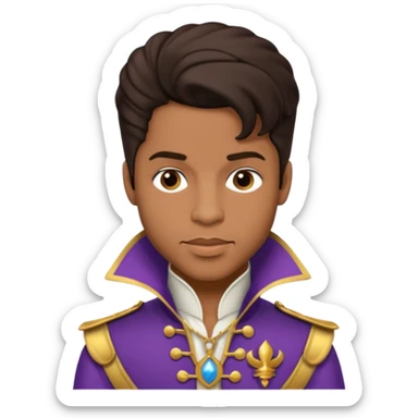 Prince Rogers Nelson with dark brown hair sticker