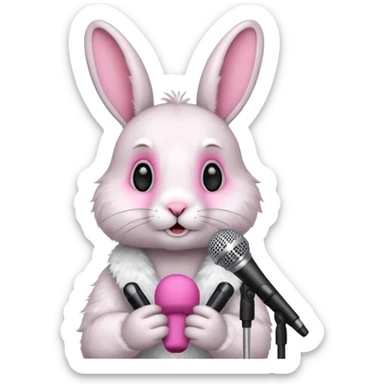 rabbit with microphone sticker