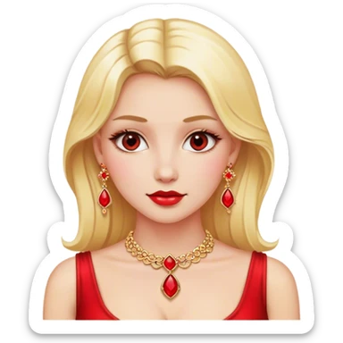 Blonde Lady in red bling  sticker