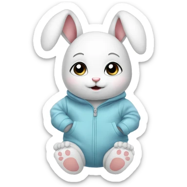 Anxious baby rabbit in baby winter bodysuit sticker