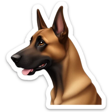 Perro malinois marrón oscuro con orejas levantadas sticker