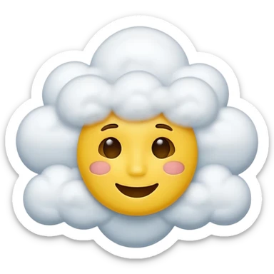 Yellow circle face covered in clouds cover a mouth add clouds on face sticker
