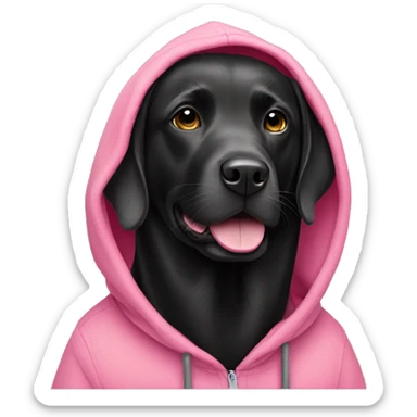 black labrador wearing a pink hoodie sticker