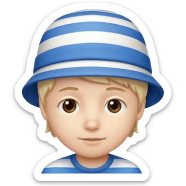 kid with blue and white hat sticker