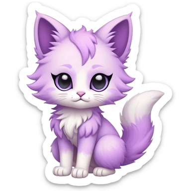 Kawaii dark edgy fantasy pastel ethereal feline fursona animal creature with a tufted tail full body sticker