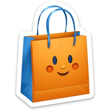orange gift bag with blue handles sticker