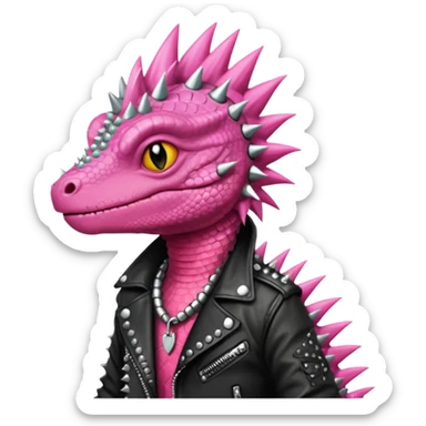pink haired metalhead lizard sticker