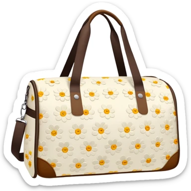 A sports bag with a cream print in a small flower sticker