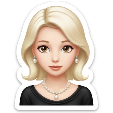 coquette girl, long eyelashes, pearl necklace, soft lighting sticker