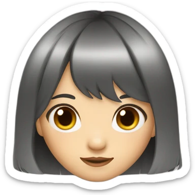 Asian girl hair bangs with a rat sticker