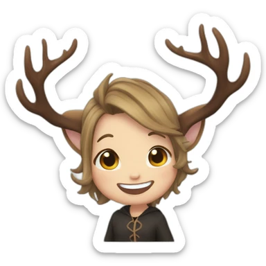 meo-chibi-deer-antlers-witch laughing sticker