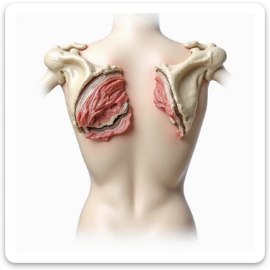 realistic winged scapula pathology, isolated on white background, graphic overlay showing difference between normal and winged scapula sticker