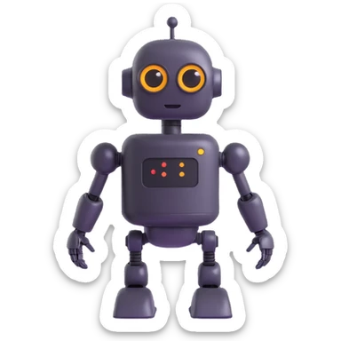 friendly pretty robot with expressive eyes sticker