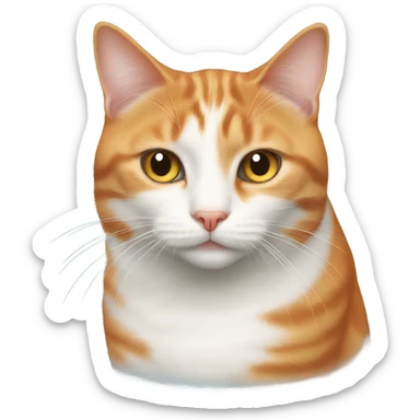 orange and white cat with lip deformity  sticker