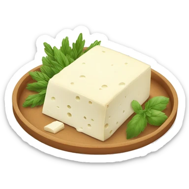 white cheese spread in a tray with herb sticker