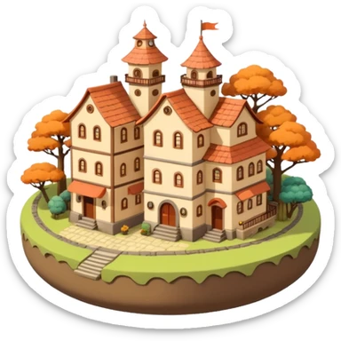 Ghibli-style little city and small home sticker