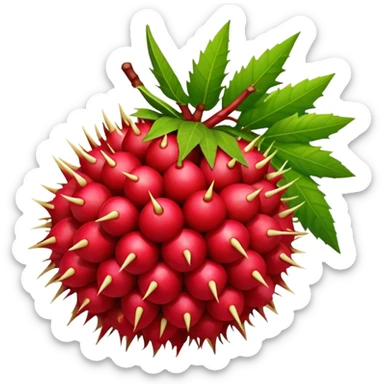 rambutan fruit with leaf sticker