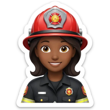 Firefighter girl with Black uniform sticker