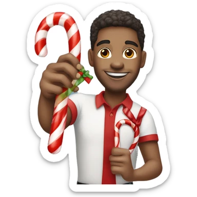 kappa alpha psi member holding candy cane and making “okay” symbol with other hand sticker