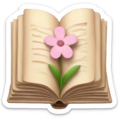 Beige Open book with light pink flower inside sticker