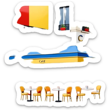  mondrian style paris spam cafe sticker