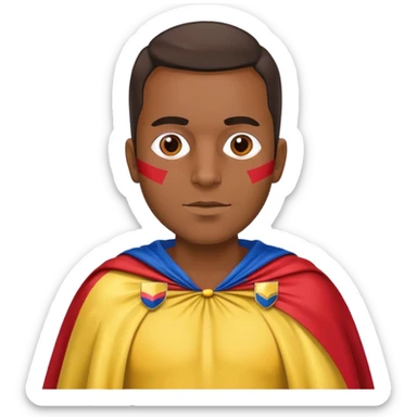 Colombian man wearing a Colombian flag like a cape sticker