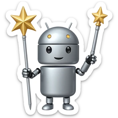 Android with magic wand sticker