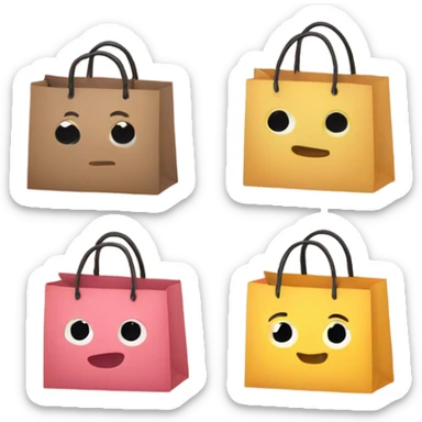3 cute shopping bags sticker