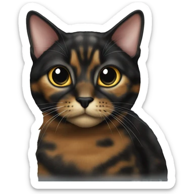 One tortie cat with black cat sticker
