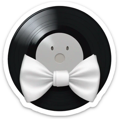 vinyl record with white bow sticker