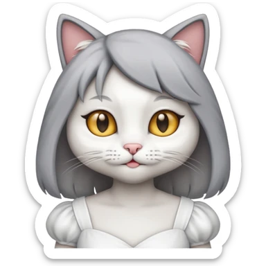 Kedi kız elbise beyaz 

 sticker