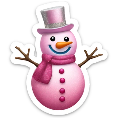 Rose pink snowman with glitter  sticker